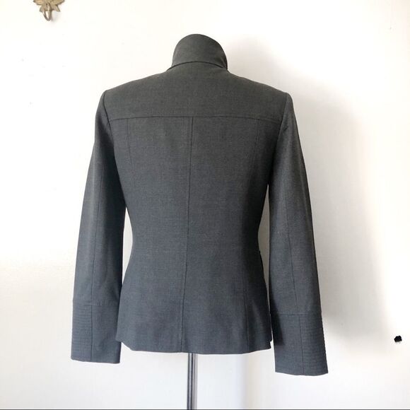 MAG Magaschoni Wool Gray funnel neck button blazer - Picture 6 of 8